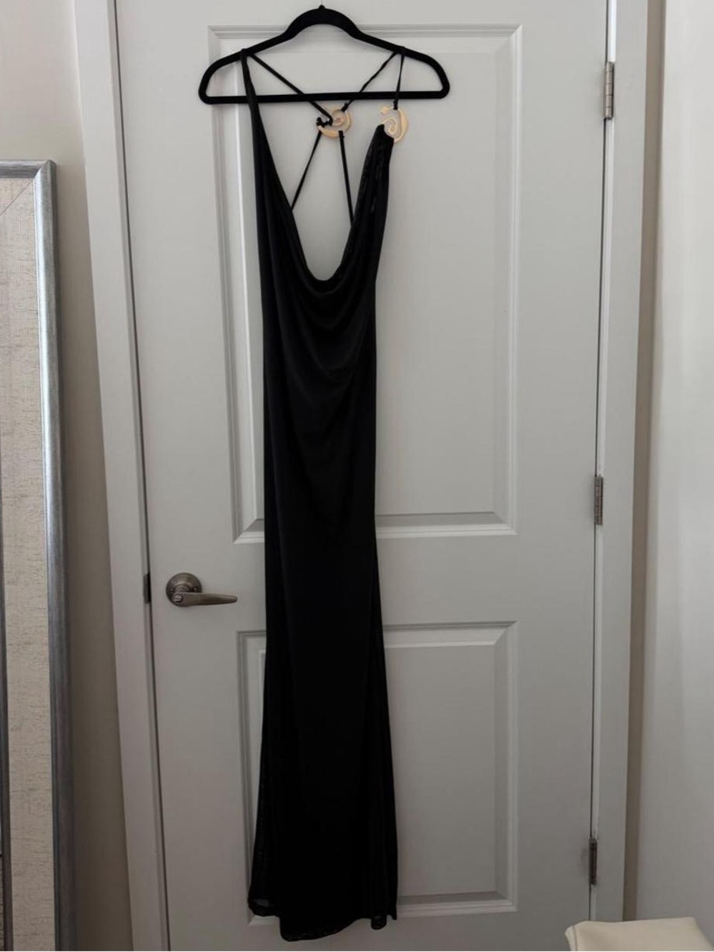 Black maxi dress with cowl neck and spaghetti straps - Picture 5 of 6